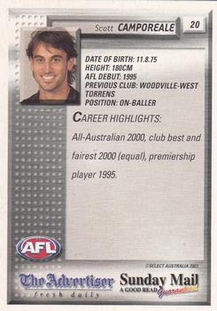 2003 Select The Advertiser-Sunday Mail AFL #20 Scott Camporeale Back